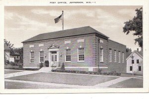 Postcard Post Office Jefferson WI