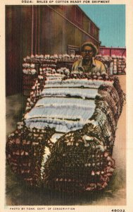 Bales Of Cotton Ready For Shipment Asheville Post Card Pub. Vintage Postcard