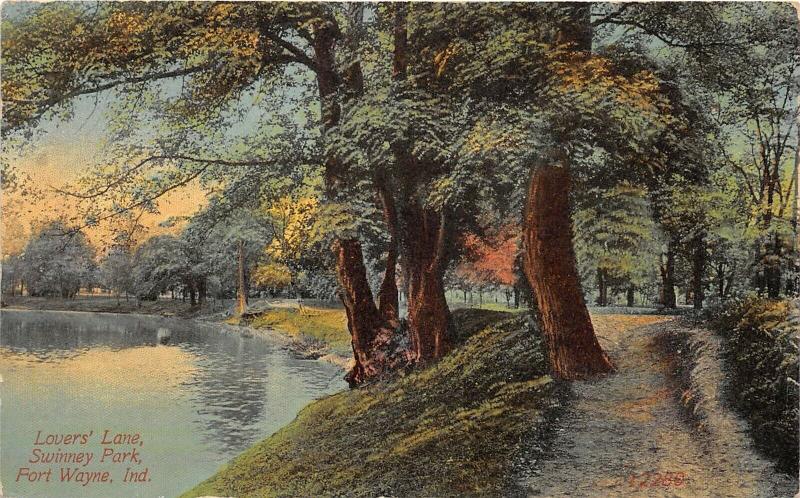 Fort Wayne Indiana c1910 Postcard Lovers Lane Swinney Park 