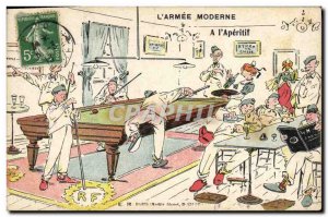 Old Postcard Billiard modern Army At & # 39aperitif Army