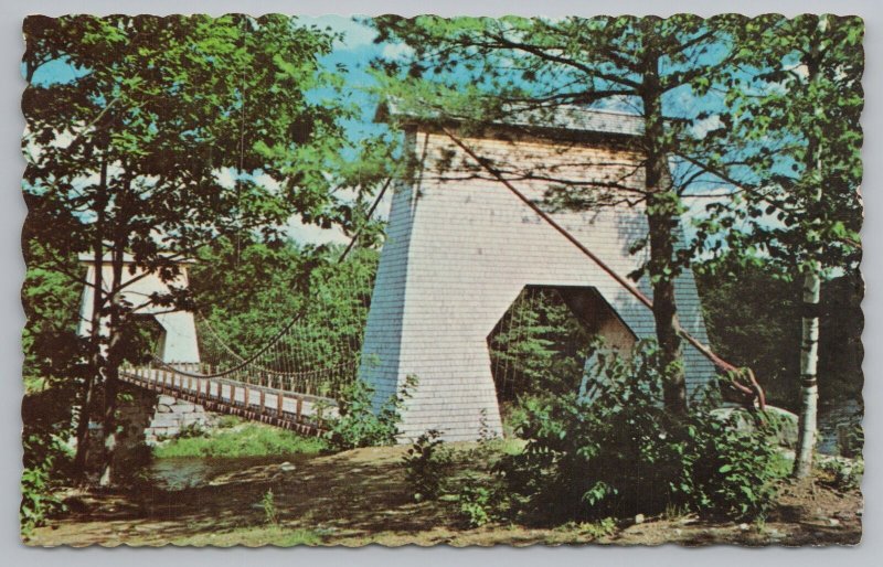 New Portland Village Maine~Wire Bridge Suspension~Carrabassett River~1950s Pc 