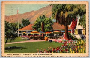 Palm Springs California 1949 Postcard Front Terrace The Desert Inn Hotel