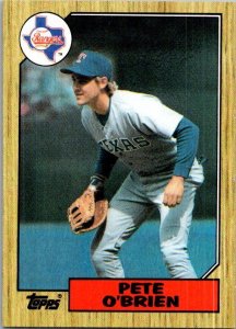 1987 Topps Baseball Card Pete O'Brien Texas Rangers s2354