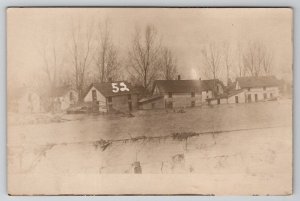 Peru Indiana RPPC Flood Scene 1913 Homes Rowland Family Peabody KS Postcard F24