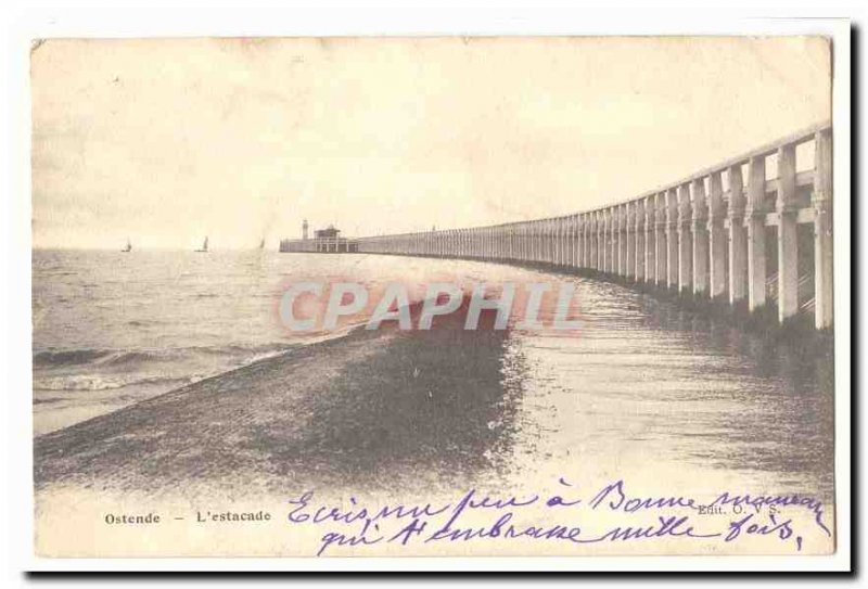 Oostende Old Postcard L & # 39estacade