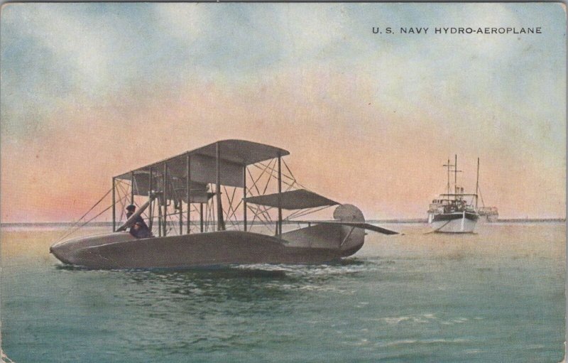 Postcard Airplane US Navy Hydroplane