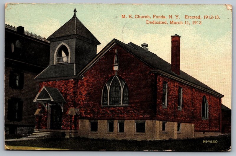 1908 M.E. Church Fonda New York NY Religious Building Landmark Posted Postcard