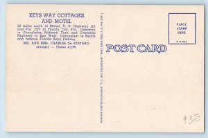 Florida City Florida FL Postcard Key West Motel Exterior Building c1940 Vintage