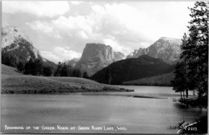 Beginning of Green River at Green River Lake WY, RPPC Photo Vintage Postcard G08