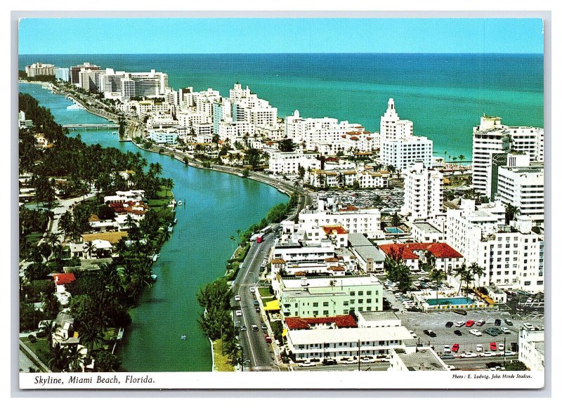 Skyline Miami Beach Florida Postcard Continental View Card Hotels Apartments 