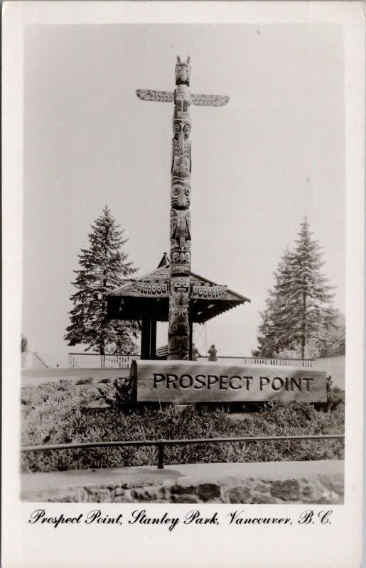 Totem Pole Prospect Point Stanley Park Vancouver Vintage Real Photo Postcard E36