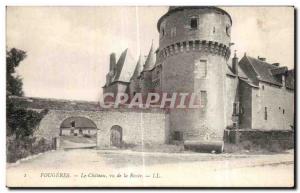 Old Postcard Fougeres Chateau seen from the road