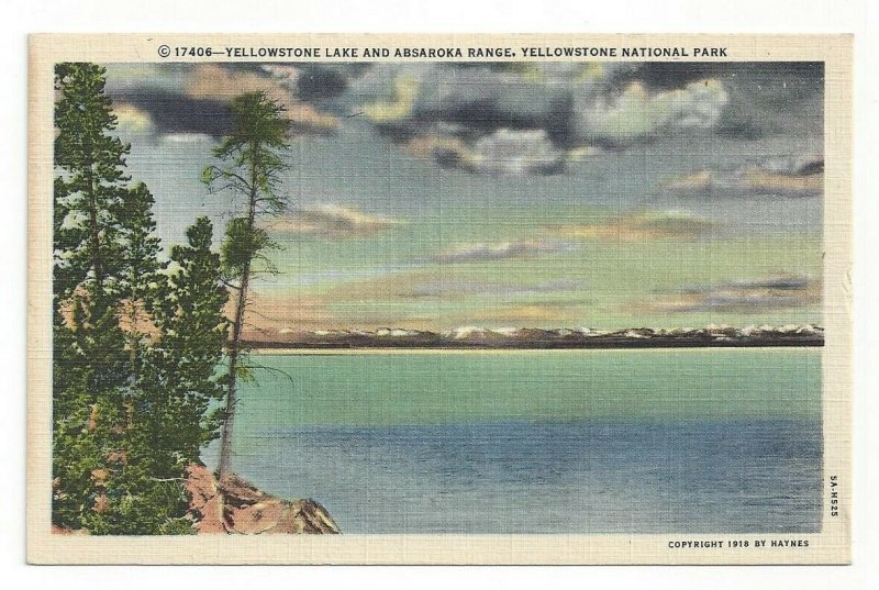 Postcard WY Yellowstone Lake Absaroka Range Yellowstone National Park Wyoming 