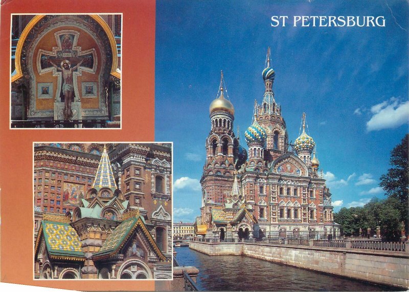 Postcard Russia St Petersburg Church of the Resurrection various aspects
