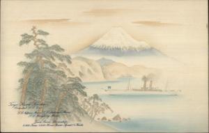 Oriental Steamship Co Mt. Fuji Japan & Ship TKK Toyo Kaisen Kaisha Fine Litho PC