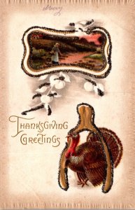 Thanksgiving Greetings With Turkey and Wishbone