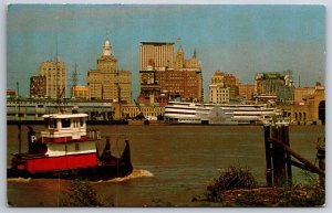 New Orleans Louisiana~City Skyline View~Sightseeing Steamer SS President~1966 PC