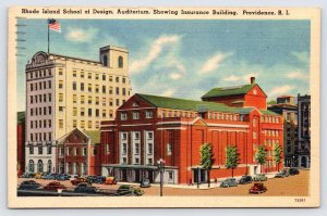 Providence Rhode Island School of Design Auditorium Linen Postcard c1943 P2