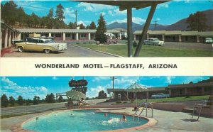 Arizona Flagstaff Swimming Pool Wonderland Motel  Rte 66 1950s Postcard 22-1010