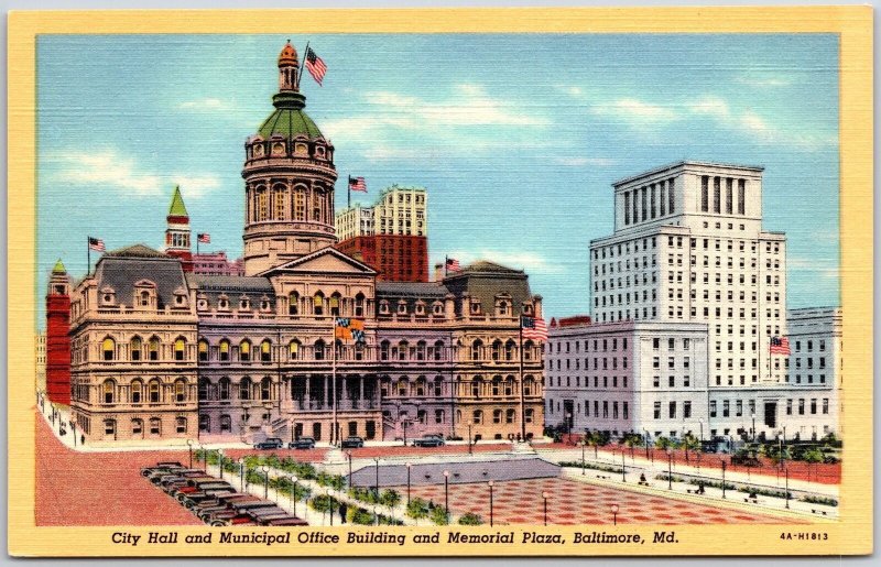 City Hall Municipal Office Building Memorial Plaza Baltimore Maryland Postcard