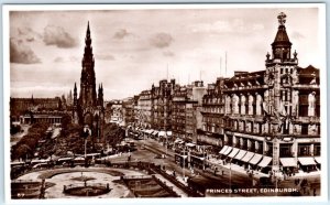 RPPC  EDINBURGH, SCOTLAND  View of PRINCES STREET Scene c1930s  Postcard