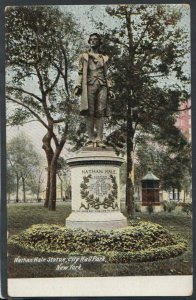 America Postcard - Nathan Hale Statue, City Hall Park, New York  T3177