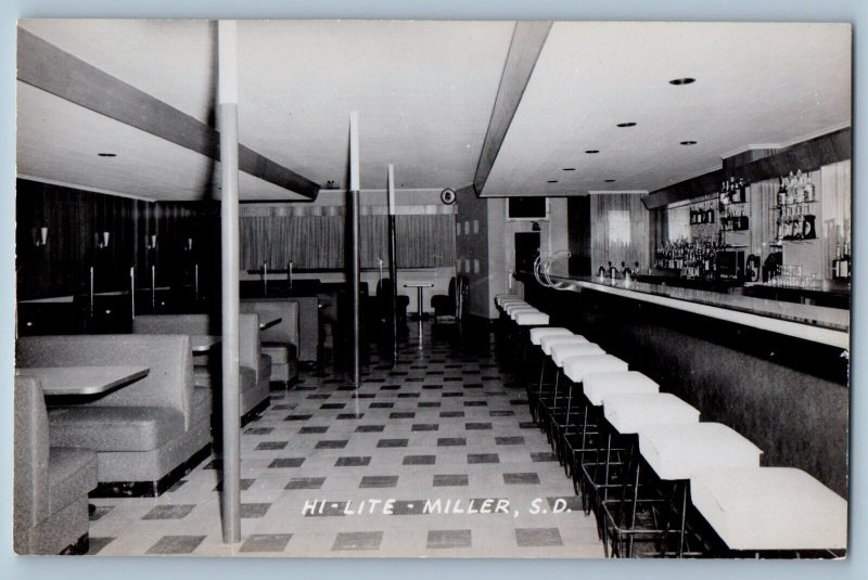 Miller South Dakota SD Postcard RPPC Photo Hi Lite Bar Interior View c1910's