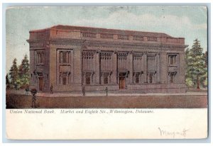 1907 Union National Bank Building People Wilmington Delaware DE Antique Postcard
