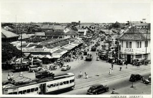 indonesia, JAVA JAKARTA, Pantjoran, Tram, Chinese Pharmacy (1950s) RPPC Postcard