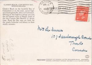 Clarke's Beach Conception Bay Newfoundland NL c1953 Folded Card Postcard D47 