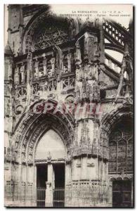 Caudebec-en-Caux Old Postcard L & # 39eglise Notre Dame Central portal