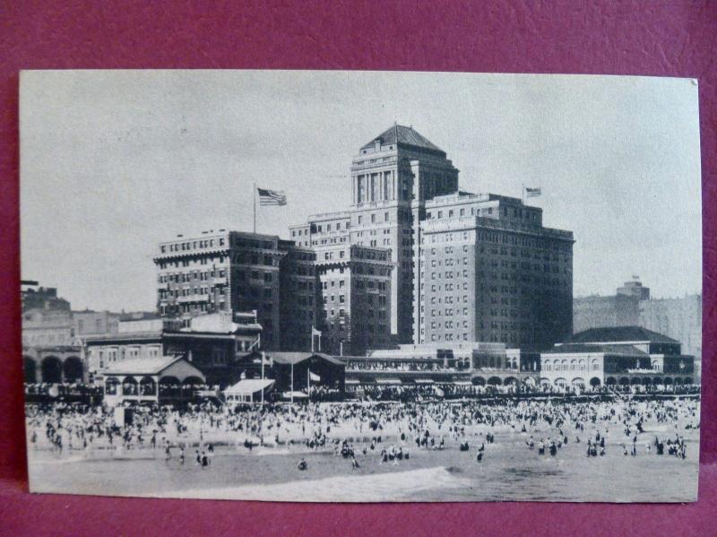 2 Old Postcard Hotel Beach & Boardwalk with Airview Atlantic City, NJ