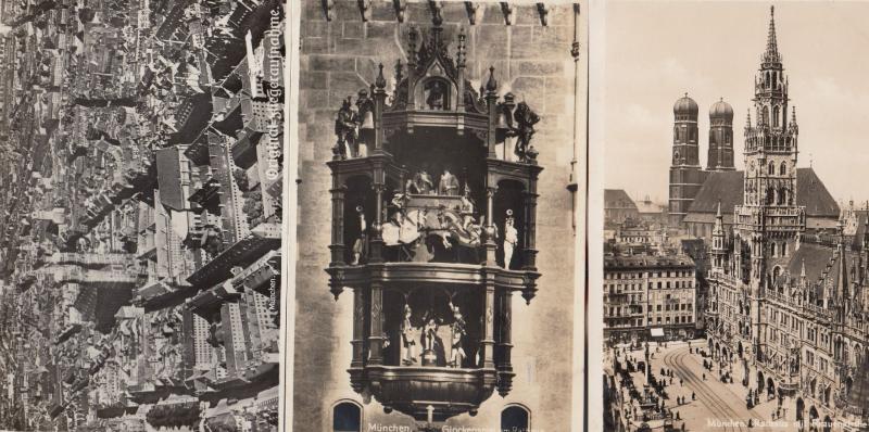 Munchen Aerial Glockenspeil Rathaus 3x German Religious Postcard s