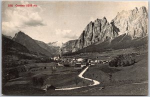 Cortina Italy Mountainside Residential Houses Real Photo RPPC Postcard