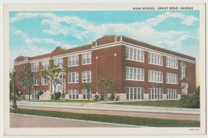 Old GREAT BEND Kansas Kans Ks Postcard HIGH SCHOOL