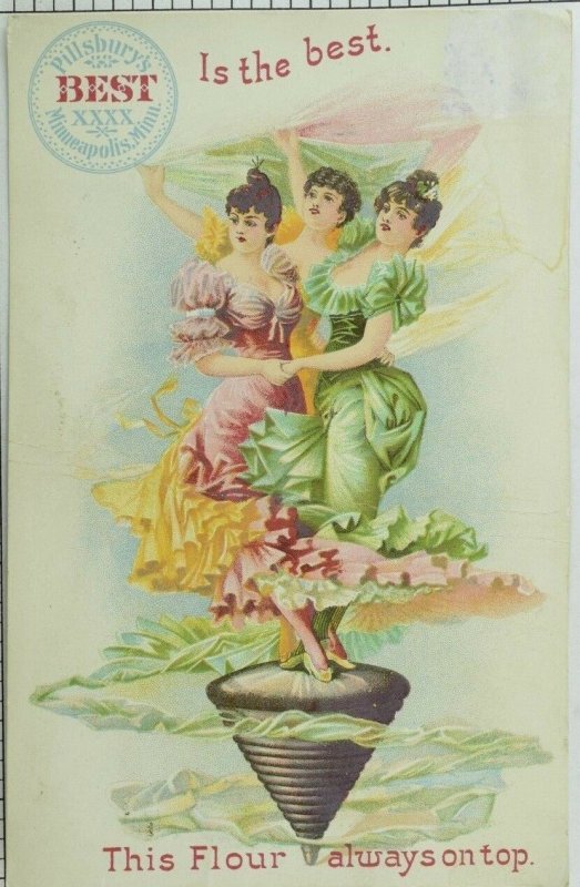 1880's Pillsbury Flour Lovely Ladies Spinning Top Victorian Trade Card P31