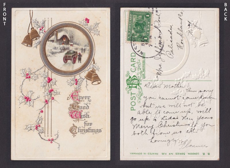 UNITED STATES, Postcard, Merry Christmas