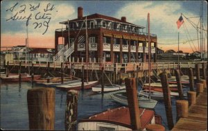 Beach Haven New Jerey NJ Little Egg Harbor Yacht Club Linen Vintage Postcard