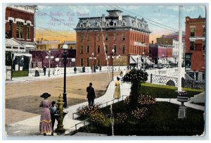 1916 East Bridge Fox Street Aurora Illinois IL, City Of Lights Antique Postcard