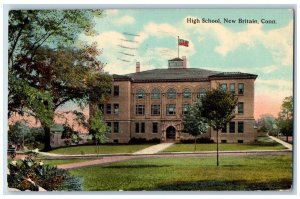 New Britain Connecticut CT Postcard High School Building Exterior 1913 Antique