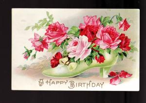 1910 Happy Birthday Flowers Picture Postcard!