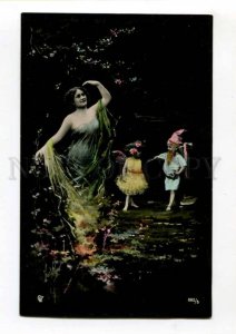 288244 Chaming GNOME Winged FAIRY & WITCH Vintage PHOTO PC