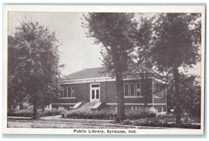 c1920 Public Library Exterior Building Syracuse Indiana Vintage Antique Postcard