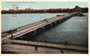 Vintage Postcard 1916 Harvard Bridge Boston Massachusetts MA German Novelty Pub.