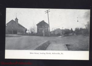 SELLERSVILLE PENNSYLVANIA PA. MAIN STREET SCENE RAILROAD VINTAGE POSTCARD B&W