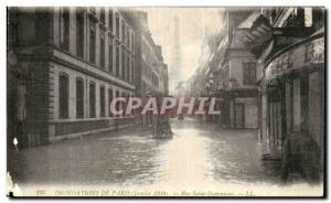 Old Postcard Floods of Paris Rue Saint Dominique