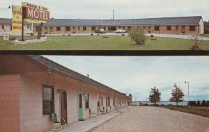 VINTAGE POSTCARD MILLION $ VIEW MOTEL OVERLOOKING MACINAC BRIDGE 1966 WITH STAMP