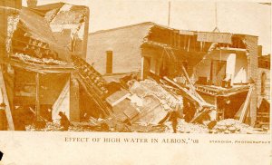 MI - Albion. 1908 Flood, Buildings Ruined