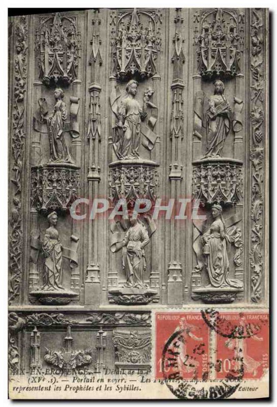 Old Postcard Aix En Provence Cathedrale St. Sauveur walnut Portal Prophets an...