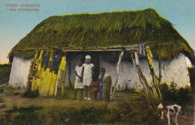 Curacao Typical Native Family In Front Of Hut